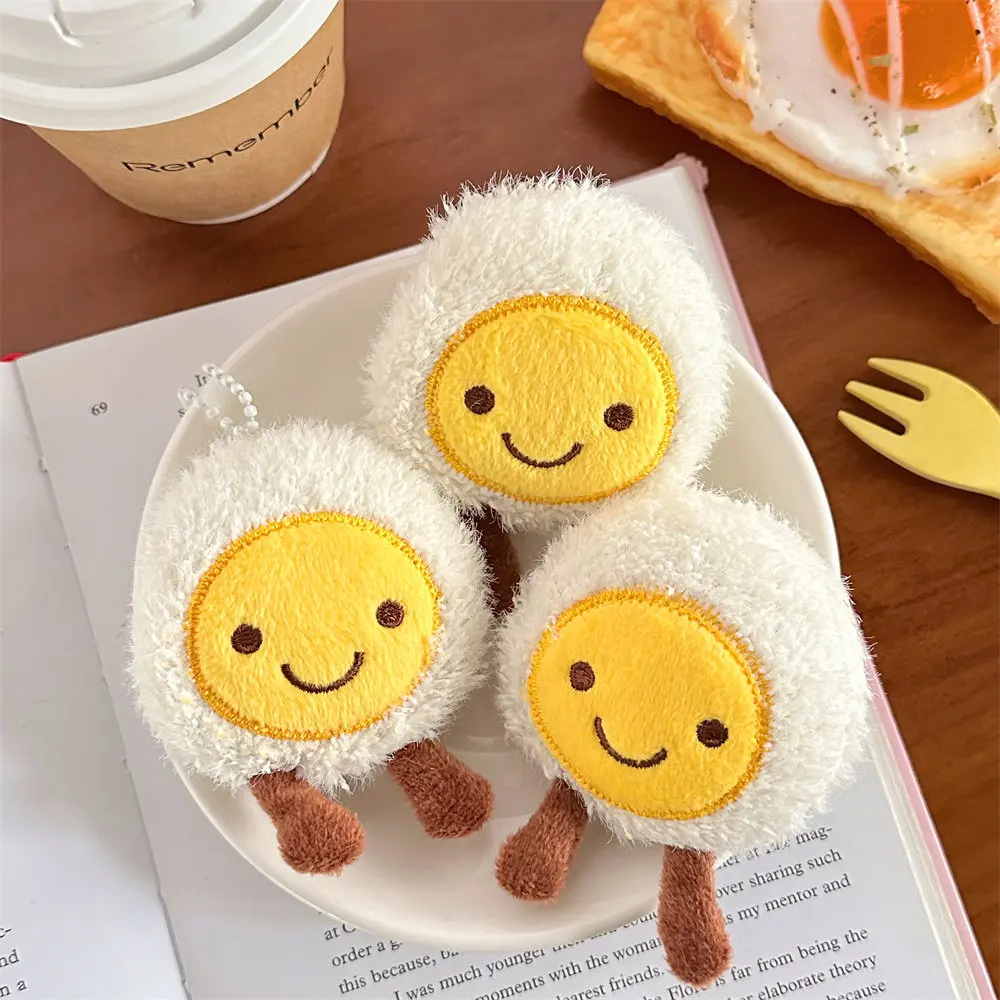 2Pcs Cartoon Plush Bag Egg Doll Pendant Cute Egg Brooch Keychain Pendant Student Bag Pendant Accessories