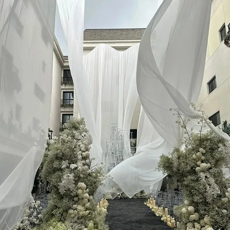 

3M High Quality Transparent Gauze Curtain, Transparent Mesh,Ultra Wide Background Fabric,Handmade Wedding Decoration Accessories