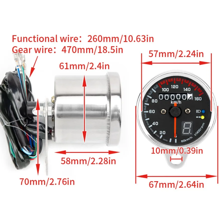 オートバイの走行距離計,オートバイのアクセサリー,12V,モデルcg125用のデジタルスピードメーター