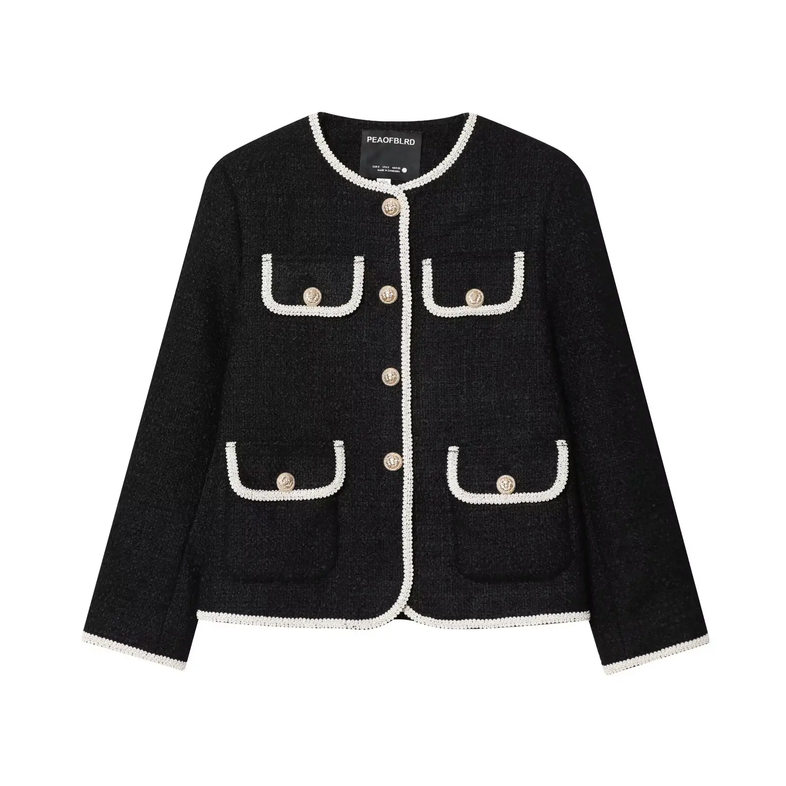 

European and American style 2025 autumn new loop velvet temperament versatile round neck small Chanel style jacket