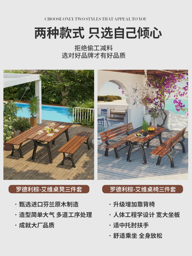 Outdoor Courtyard Iron Three-Piece Tables and Chairs Roof Outdoor Roof Cast Iron Tea Table Waterproof and Sun Protection