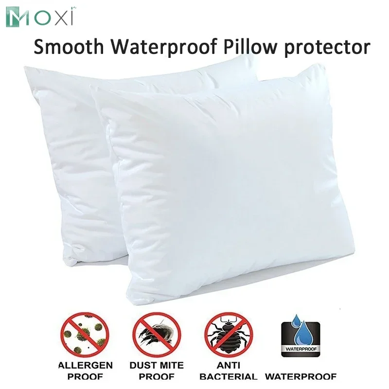 Funda de almohada suave e impermeable, Protector de almohada antiácaros, resistente al agua, con cremallera, todos los tamaños, 1 unidad