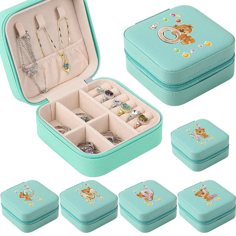 

Jewelry Organizer Box Jewelry Ring Necklace Earrings Storage Box Bear Letter Pattern Jewelry Home Cosmetic Organizer Display