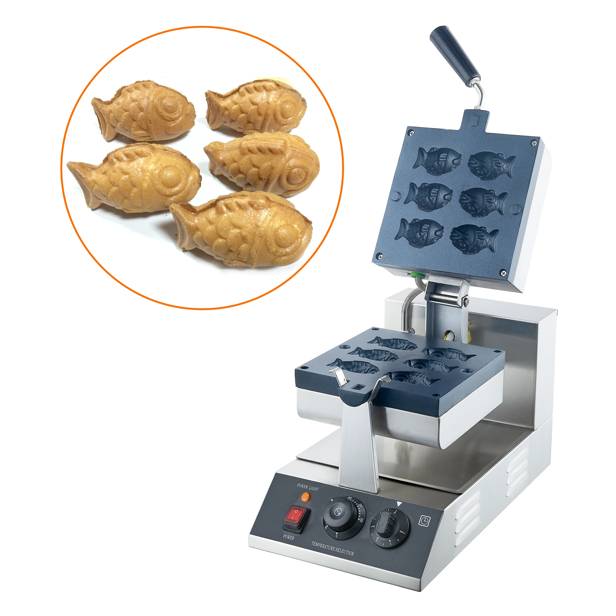 

New Design Classic Snack Machines Non-stick Fish-shaped Waffle Making Machine Customized Logo