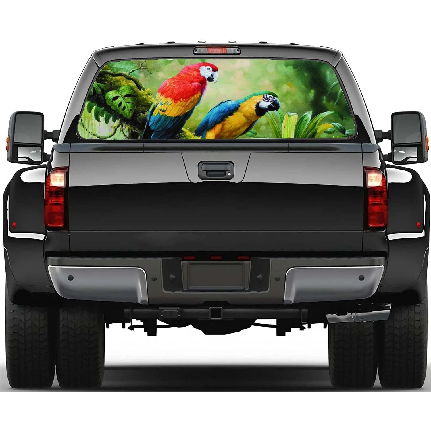 Animal Parrot Car Accessories Rear Windshield Sticker Truck Window See Through Perforated Back Window Vinyl Decal Decoration