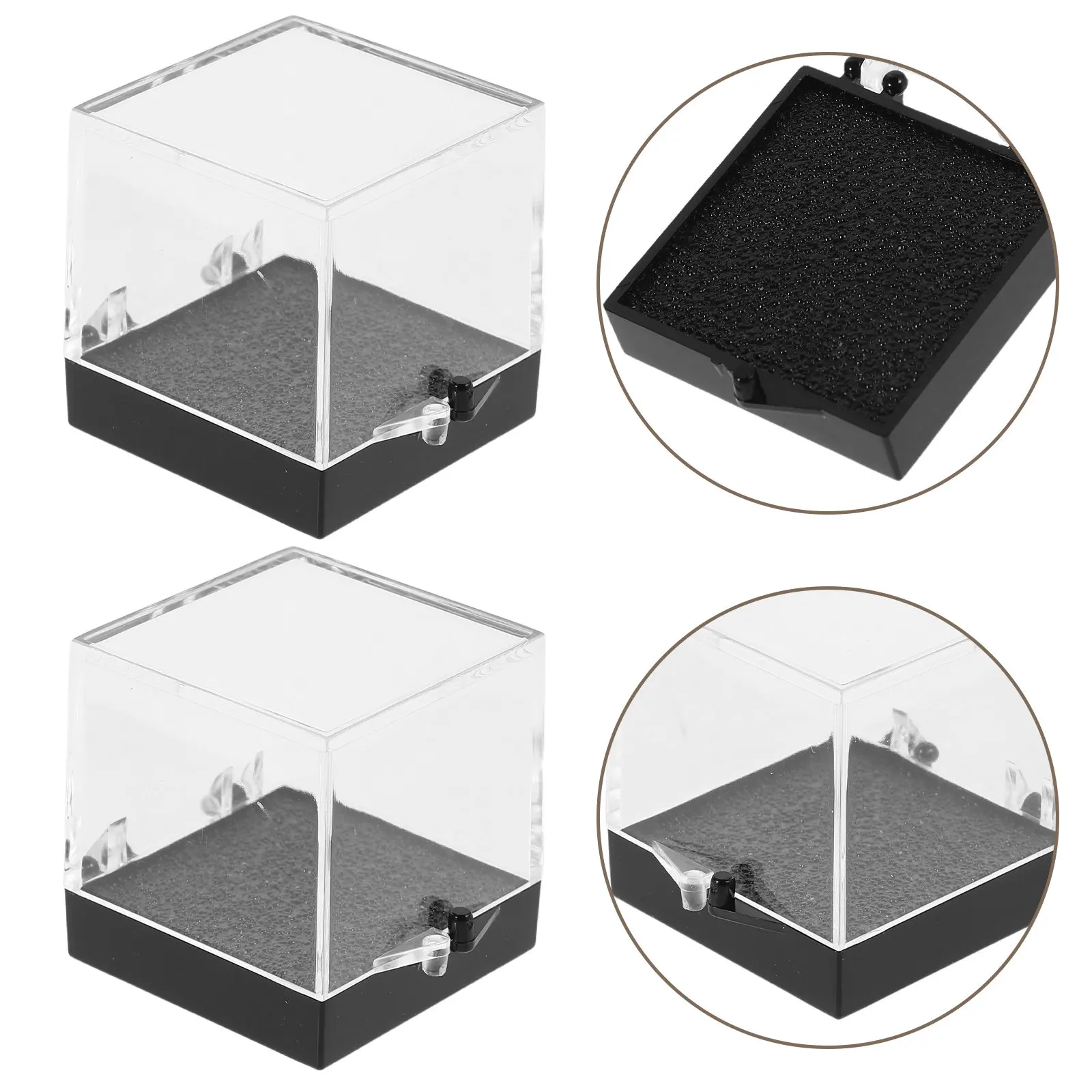 4Pcs Square Transparent Specimen Display Box for Crystal Mineral Rocks Gemstones Jewelry Shells Collection Storage Desktop