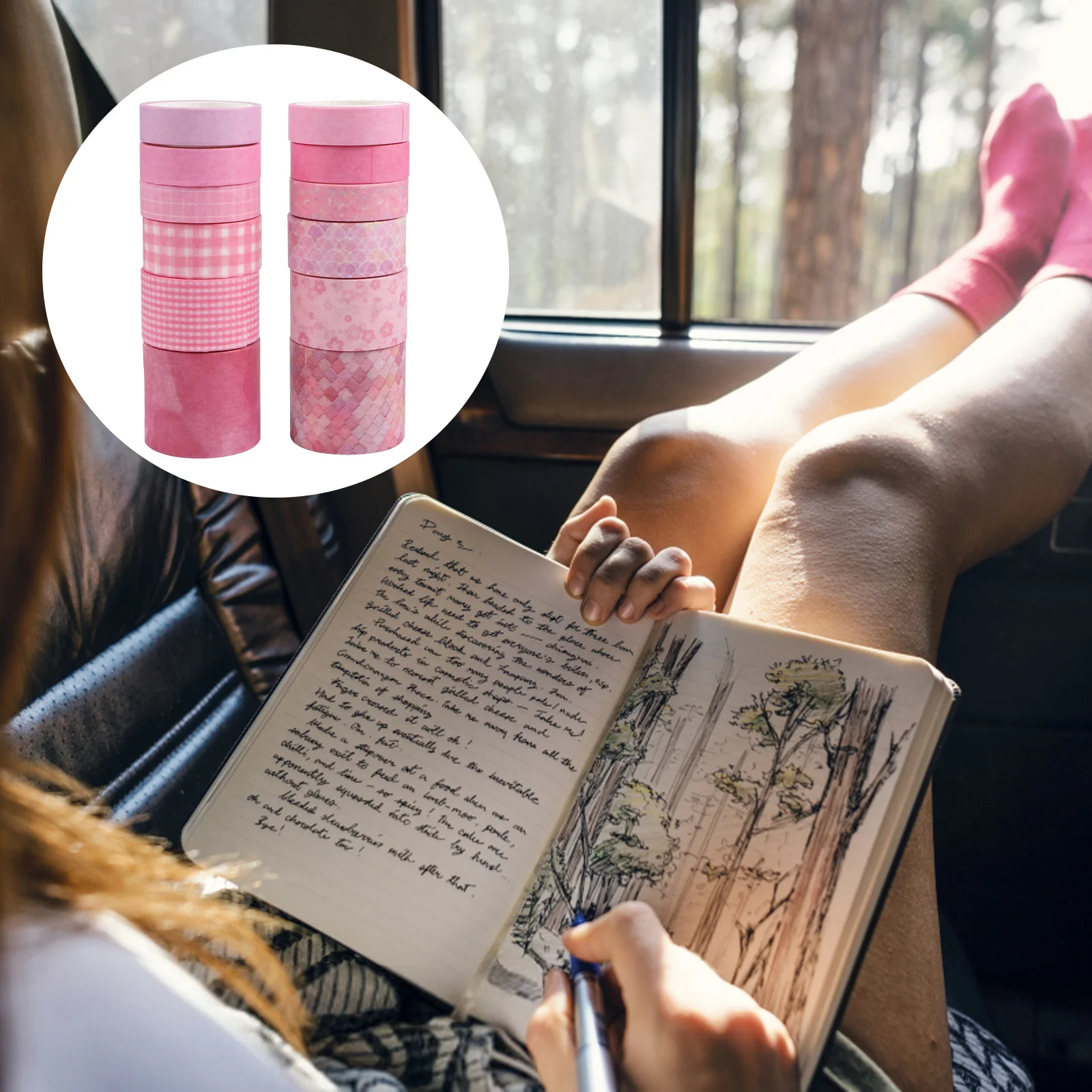 

12pcs Retro Washi Tape Set Vintage Decorative Masking Tapes For Diy Scrapbook Journal Notebook Pencil Box Lipstick Case