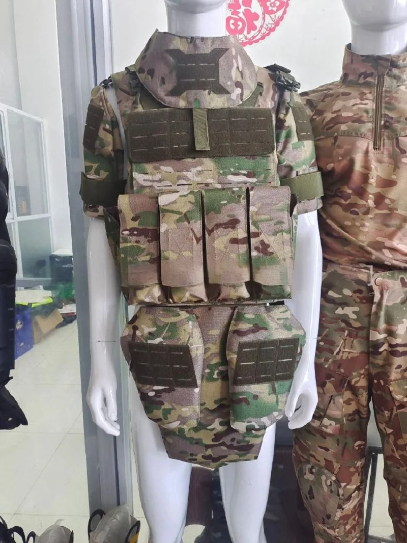 Real NIJ IIIA .44MAG Bulletproof Vest Full Set Heavy Duty Outdoor Tactical Body Armor with Groin & Thigh Protection Guard