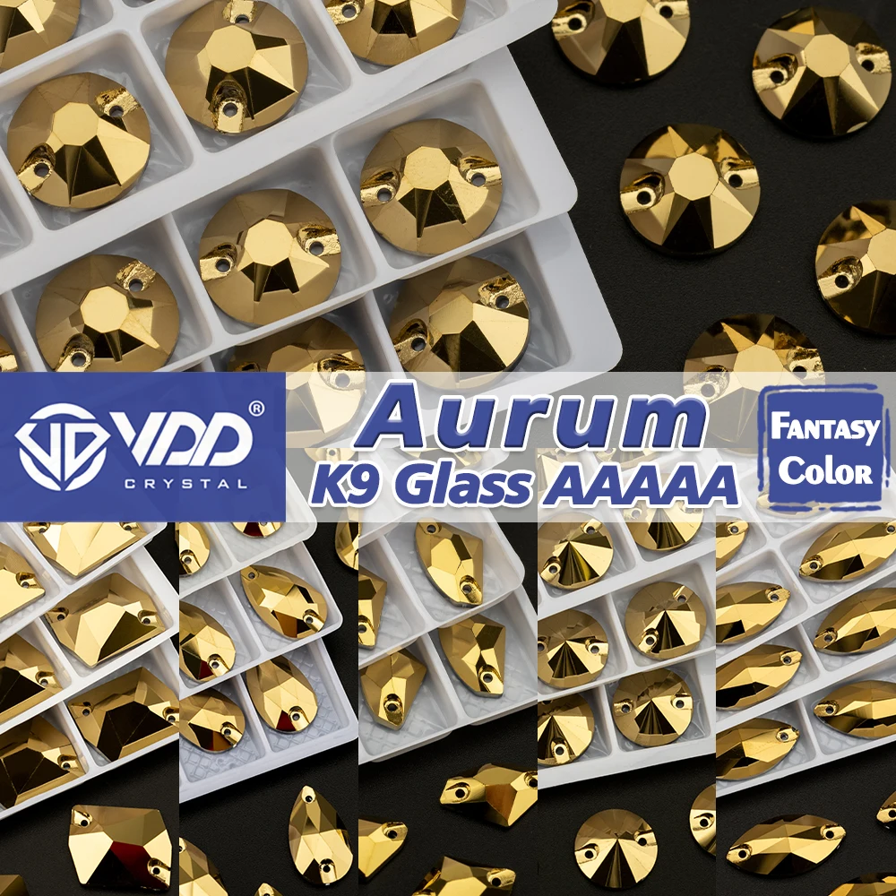 VDD S268 Aurum Top Quality K9 Glass Sew On Rhinestones Sewing Crystals Flatback Strass Stones For DIY Clothes Dress Accessories