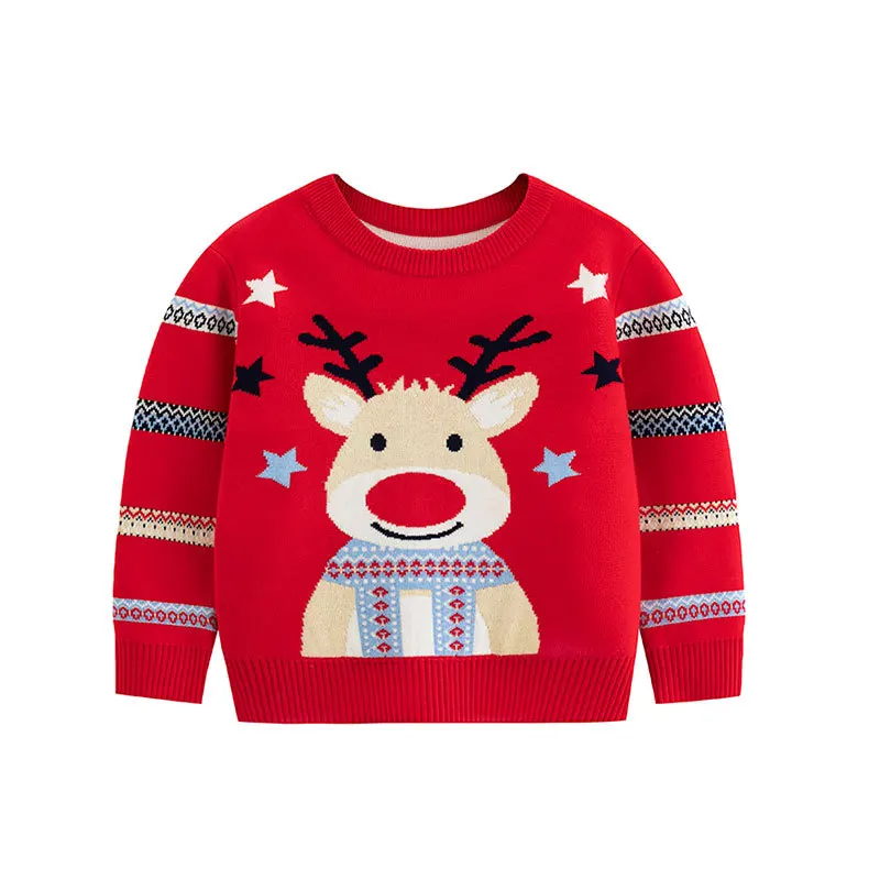 

Christmas Toddler Boys Sweaters Cute Deer Kids Girls Pullover Knitwear Xmas Fall Winter Children's Clothes