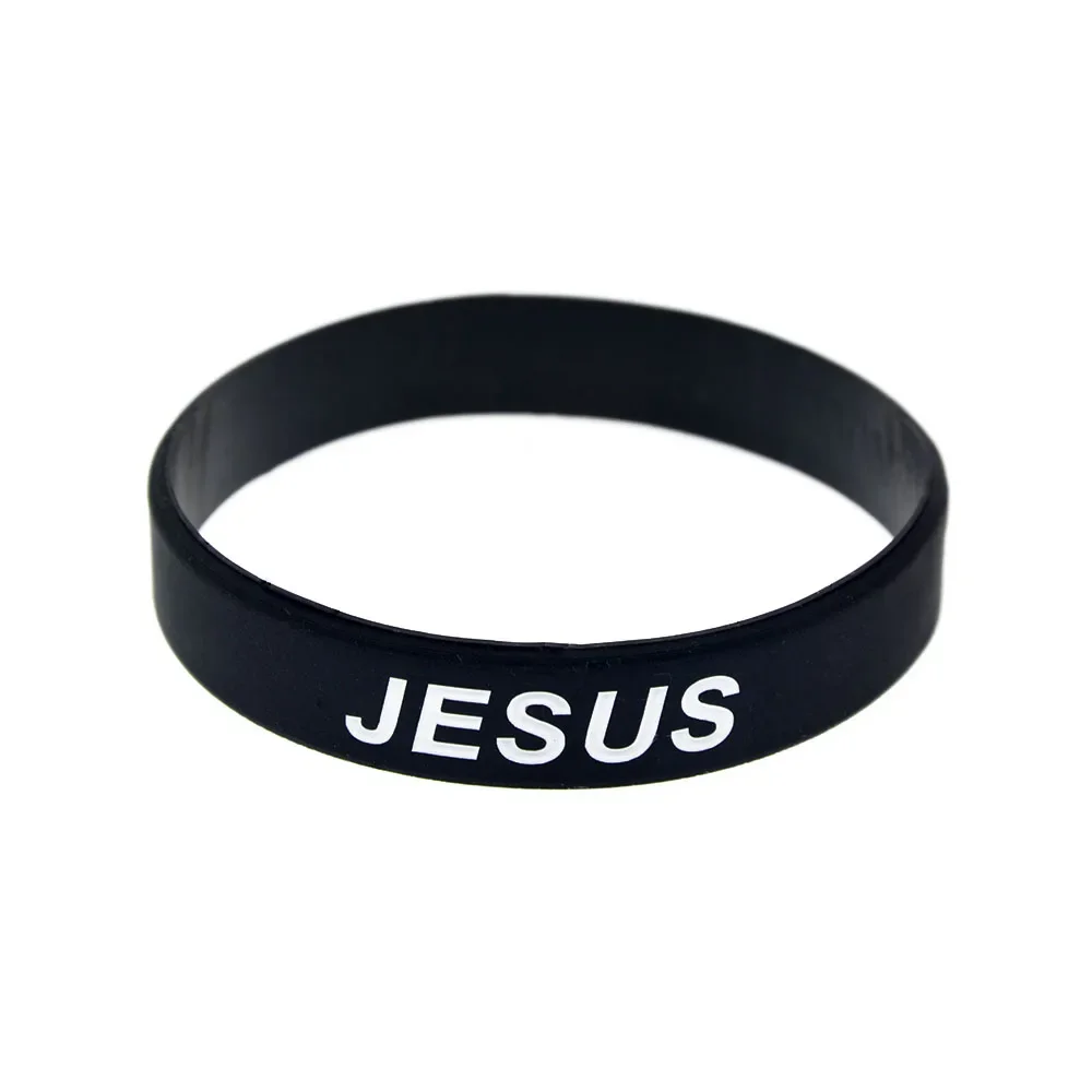 50 Stück Kreuz, Gerechtigkeit und Liebe zu Jesus Silikon-Gummi-Armband, Glaube, Hoffnung, christliches Armband, Schwarz – Detail 5