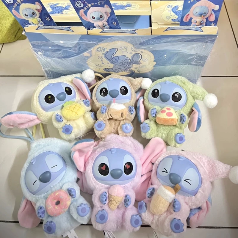 Nwe Miniso Disney Stitch Eat Some Thing Before Sleep Series Vinyl Blind Box Bag Pendant Cute Doll Mystery Box Toy kids  Gift