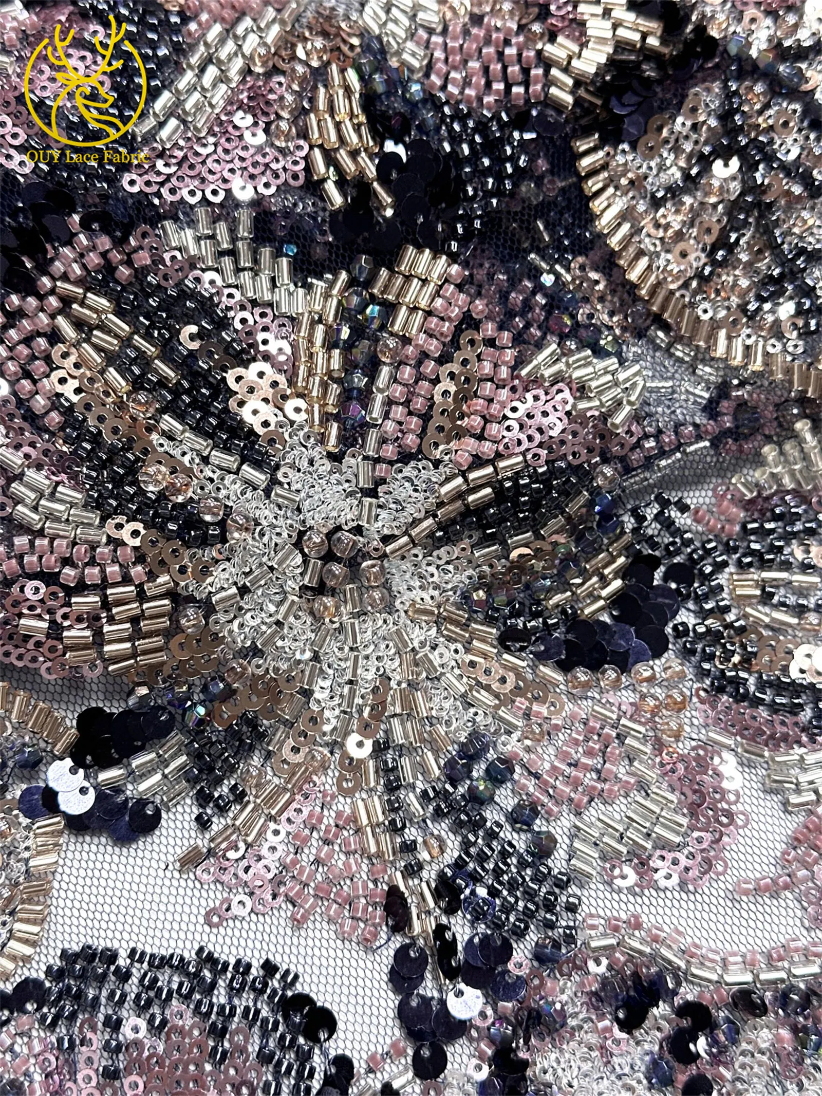 Haute Couture Afrikanischer Schwer Perlenverzierter Spitzenstoff 2026 Hochwertige Französische Pailletten-Spitze Nigerianischer Spitzenstoff für Party- und Hochzeitskleider – Detail 23