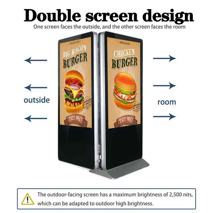 VETO 43 49 55 inches Double Sided Digital Signage Media Player Dual Screen Indoor Totem Commercial Advertising Display