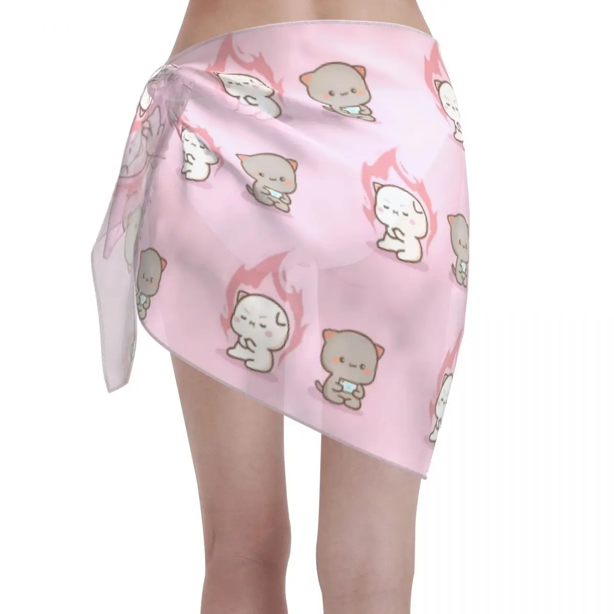 Benutzerdefinierte coole wütende Dudu und Frieden Bubu Casual Strandkleid dekorieren Frauen kurze Sarongs Strand Wrap für Bademode