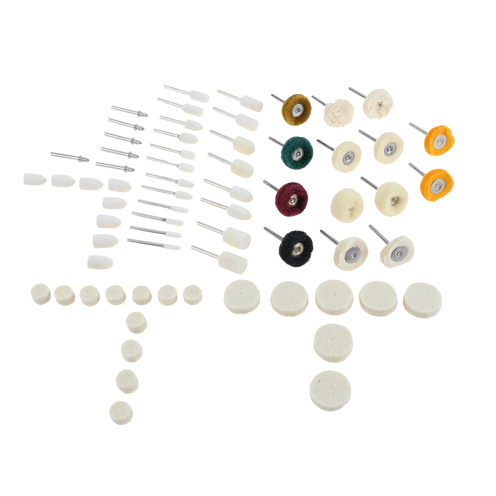 Kit di punte per lucidatura con ruote abrasive da 114 pezzi per utensile rotante con kit di levigatura con gambo da 1/8 di pollice per gioielli in metallo, legno, ottone