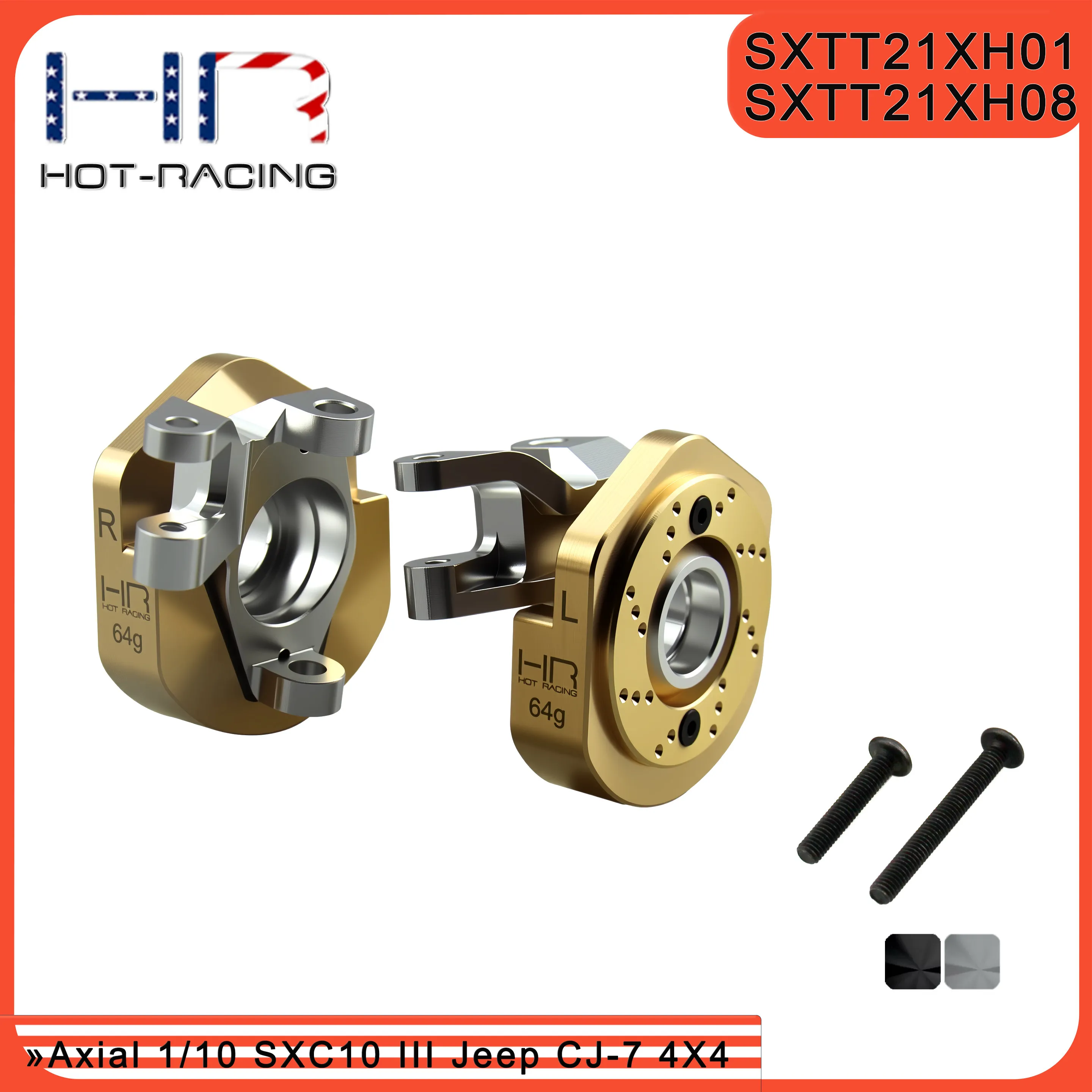Hr Brass Front Steering Knuckle Counterweight 64g For 1/10 Axial Scx10lll Cj 7 Rc Crawler Car Upgrade Parts