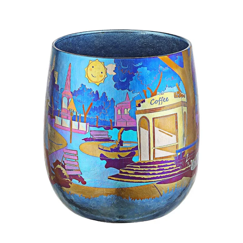 Pure titanium ice flower double-layer heat insulation high-end gift painted goose egg cup random cup drink cup couple cup