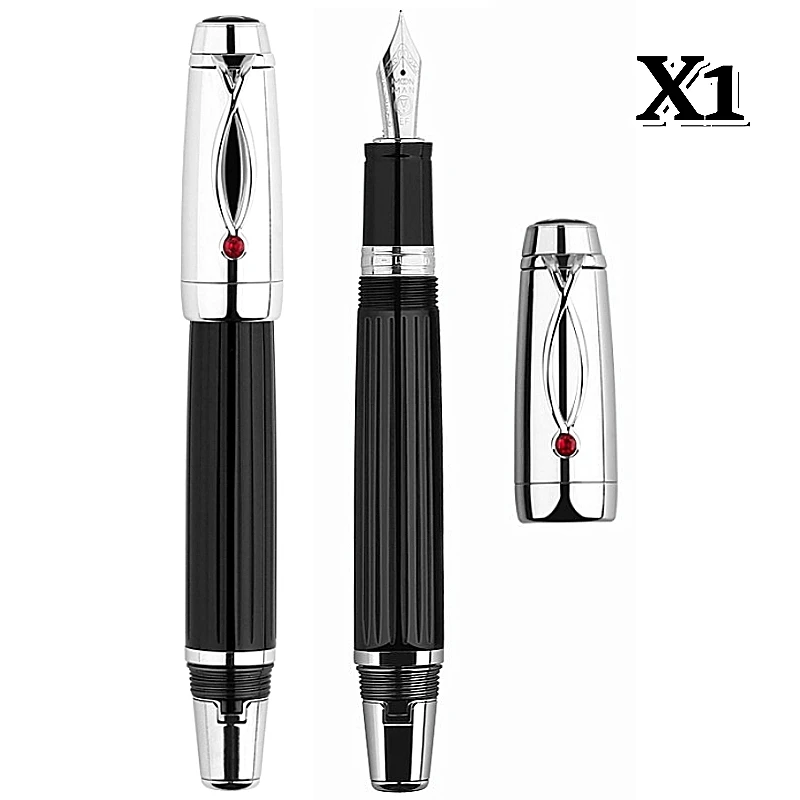 MAJOHN Luxury white / Black Mechanical telescopic Fountain Pen EF Nib Office Stationery fashion Writing Ink Pen
