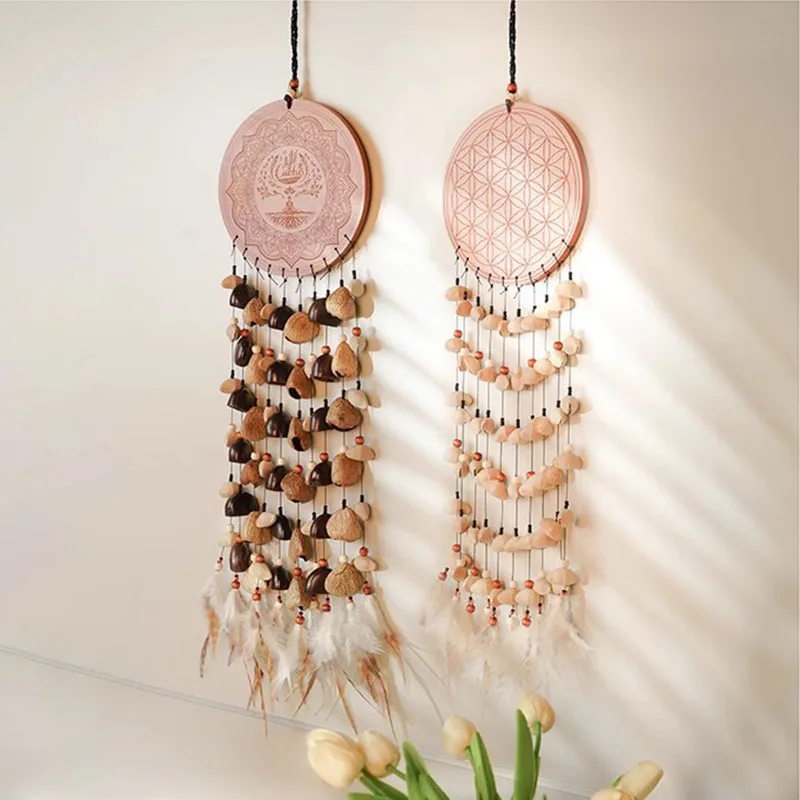 Natural Fruit Shell Bell Dream Catcher Net Wind Chime Meditation Sound Healing Hand Bells Percussion Accompaniment Instruments