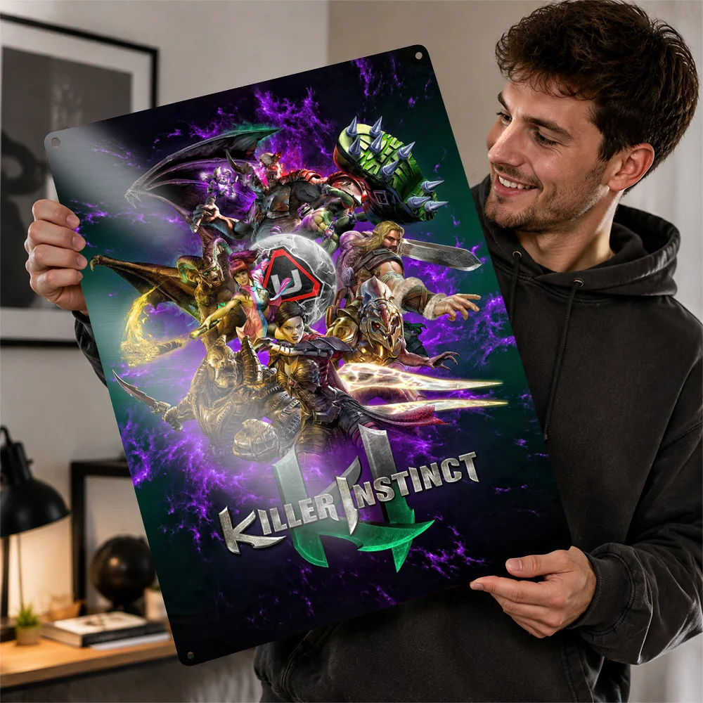 Killer Instinct Character Montage Textured Metal Poster Graphic Wall Art For Gaming Room Customized Aluminum Sign Collector Gift