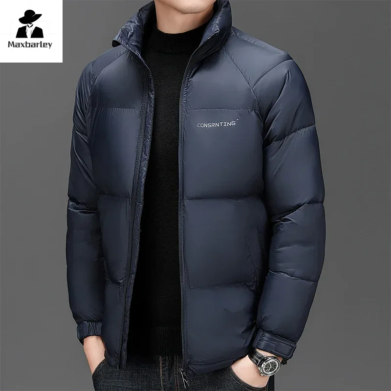 New Winter Lightweight Jacket Men's Brand Fashion Thick Vertical Collar Warm Down Cotton Padded Coat Casual Ski Waterproof Parka