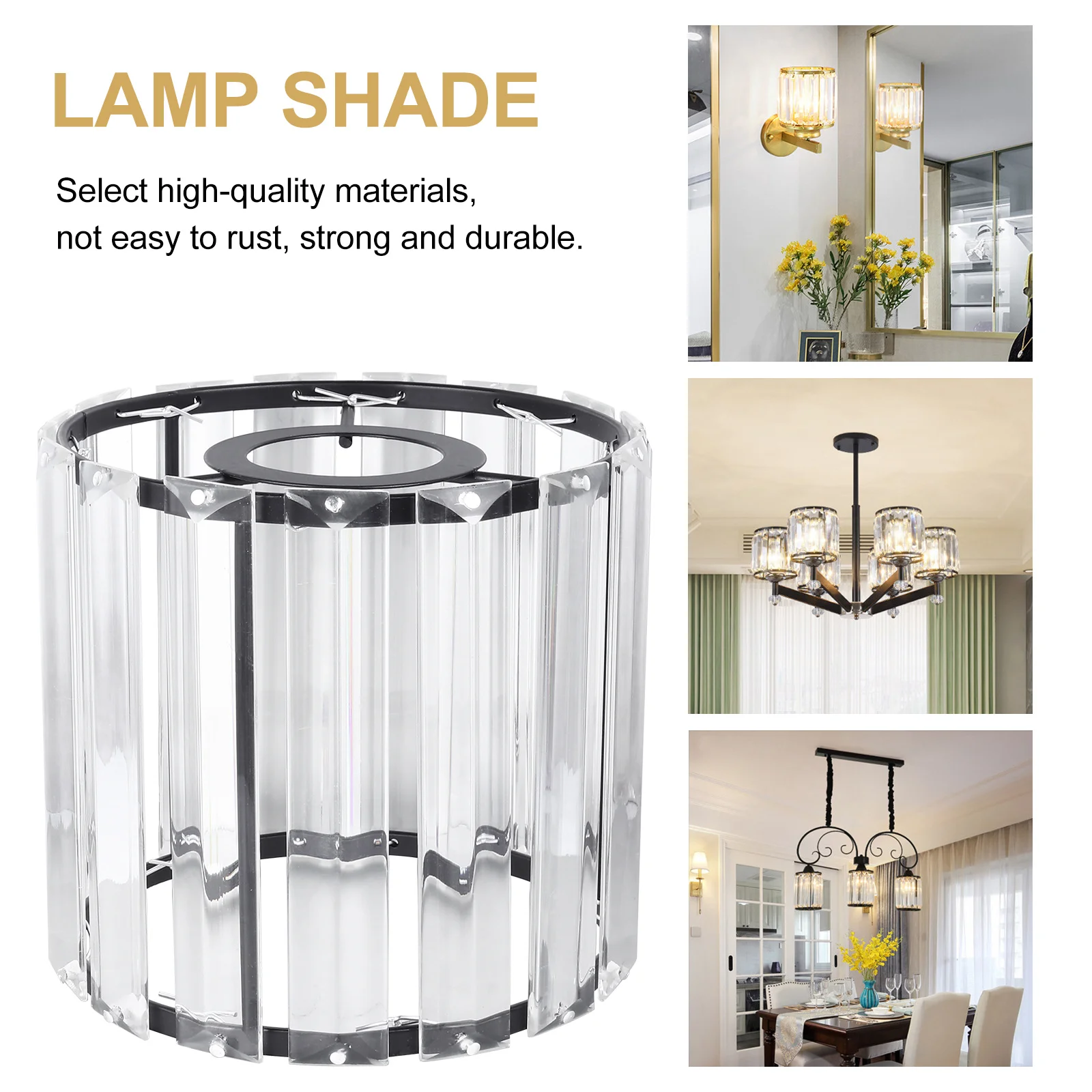 

Crystal Ceiling Light Shade Iron Art Lampshade Protective Lamp Cover Decorative Warm Lighting for Bedroom Living Room