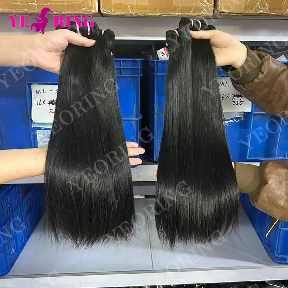 16A  Double Drawn Human Hair Bundles 12-28 Inch Raw Straight Human Hair Unprocessed Virgin Hair 3 Bundles Quick Weave 100% Human Hair Extensions 2-5 Days Delivery For Women