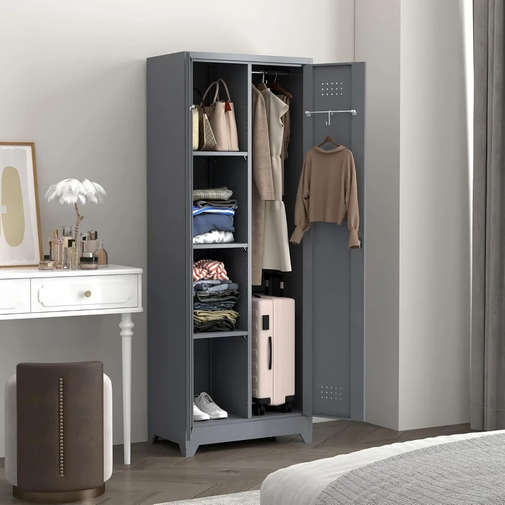 Utility Closet Cabinets with Locking Doors and Pegboard for Basement Laundry Room Storage Solutions