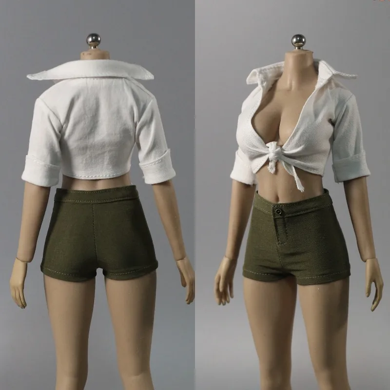 

DMTOYS 1/6 Scale Sexy Hottie White Strap Shirt Female Soldier Tops Model for 12inch Ph Tbl Action Figures Body