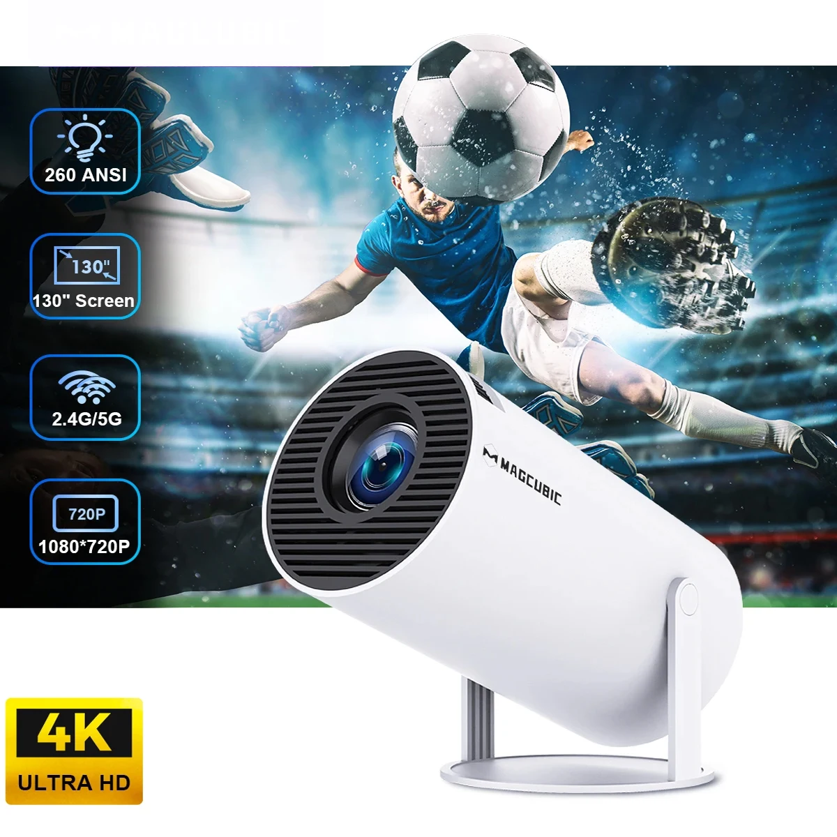 2024 NEW Projector 4K Android 11 HY300 Dual Wifi6 260ANSI Allwinner H713 BT5.0 1080P 1280*720P Cinema Outdoor portable Projetor