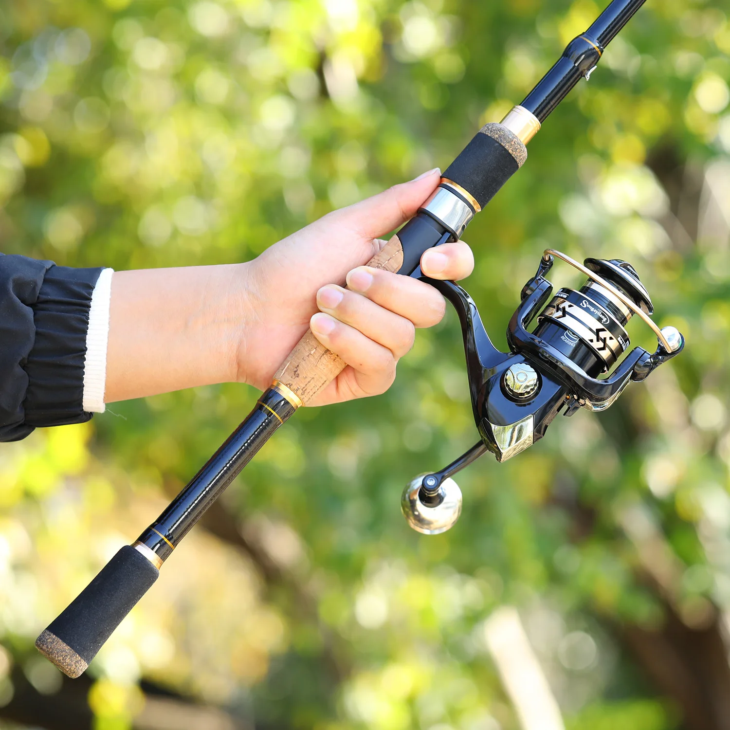 Sougayiolang Spinning wędka i zestaw kołowrotków wędka węglowa Max Drag 5kg 5.2:1 zestaw kołowrotków karp Bass wędkarstwo słodkowodne Pesca — zdjęcie 6