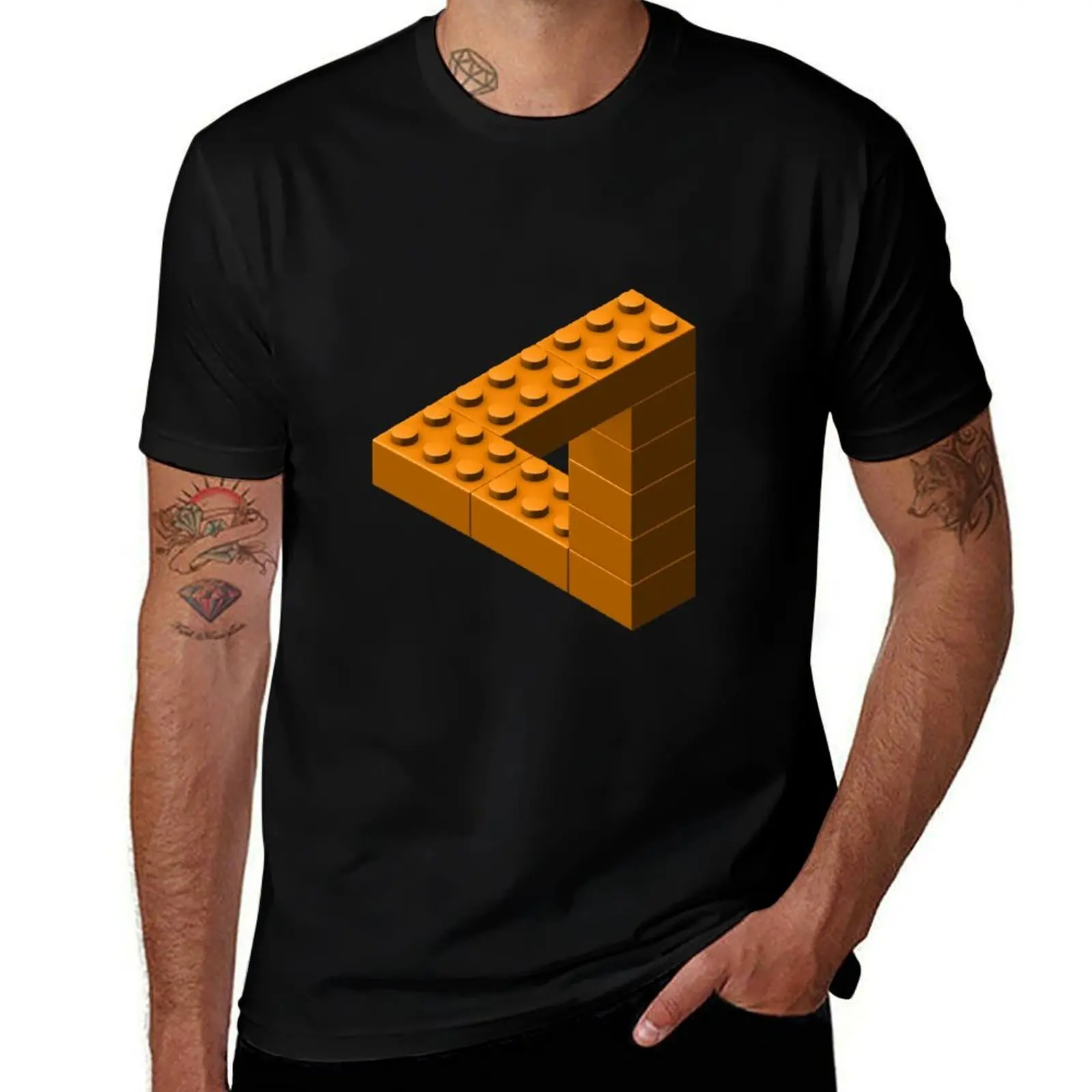 Escher Toy Bricks - Orange T-Shirt Christmas Theme Tee Top T-Shirt