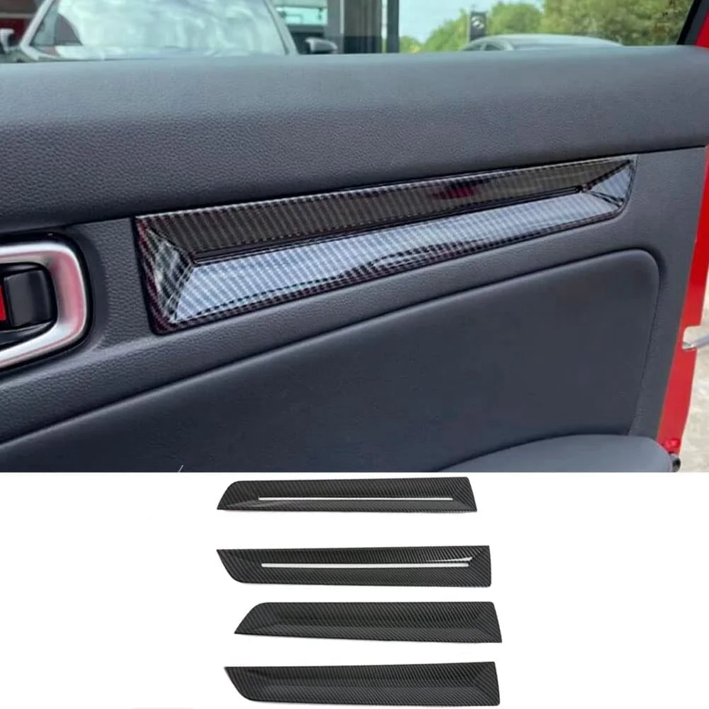 For 11Th Gen Honda Civic 2022 Carbon Fiber Interior Door Handle Panel Cover Trim Decorative Strips Sticker Accessories