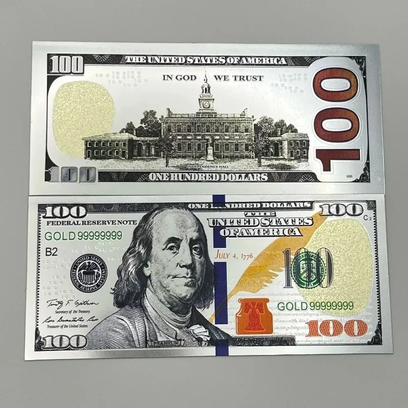 20/50/100 قطعة USD 100 دولار 24k الذهب احباط الذهبي USD 100 دولار فواتير وهمية ورقة المال الأوراق النقدية الحرف