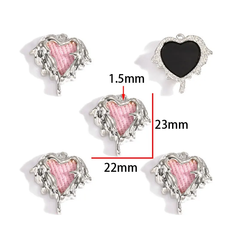 5pcs Mix Pink Y2K Heart Enamel Charms Pendants For Making DIY Handmade Findings Accessories Bracelet Necklace Jewelry Materials view 4