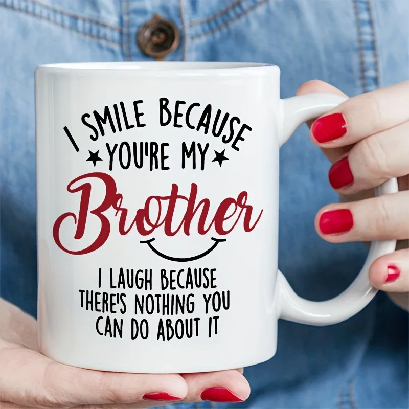 Cross-border Amazon hot sale text printing smiley face pattern white ceramic mug coffee cup