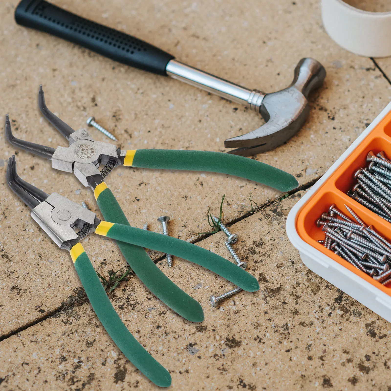 1Set Heavy Duty Circlip Pliers Precision Spring Loaded Set for Internal External Snap Rings Straight Curved Jaws Mechanic Repair