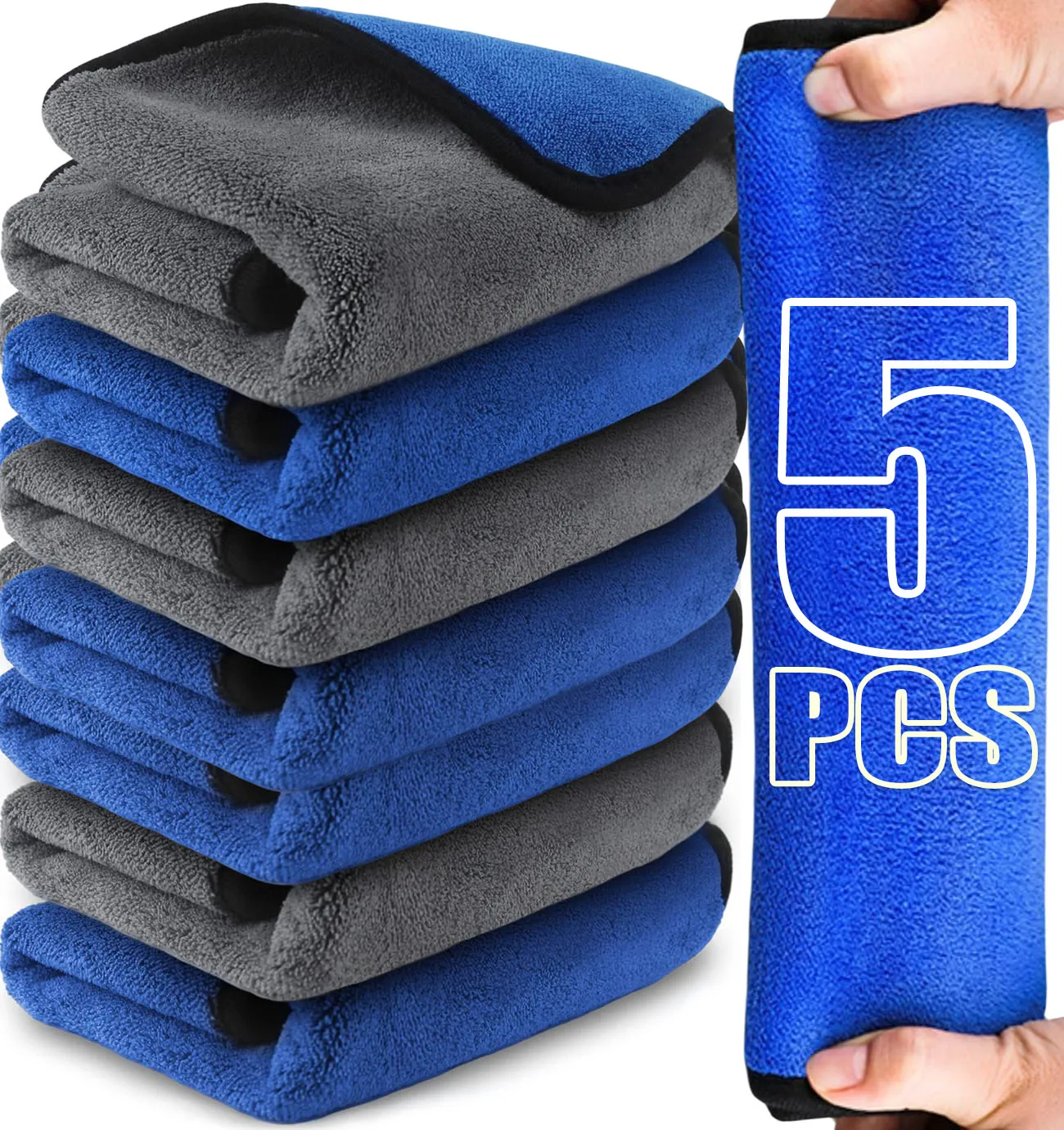 1/5PCS Microfiber Cleaning Towel Thicken Soft Drying Cloth Car Body Washing Towels Double Layer Clean Rags Car Accessories