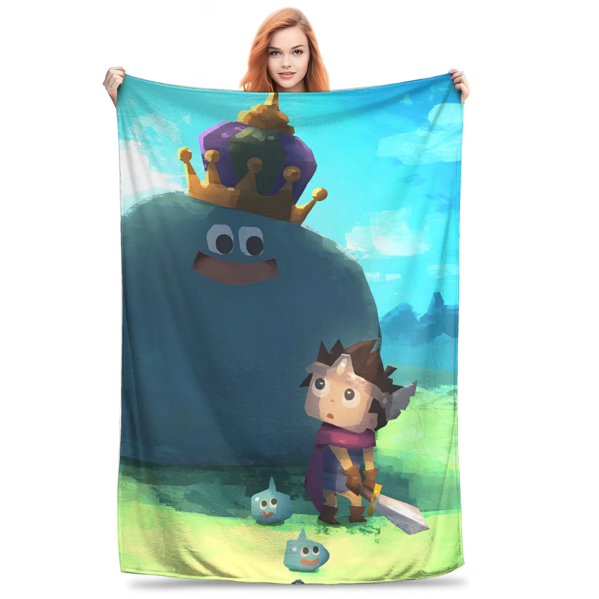 Warm BlanketKids Decorative D-Dragon Quest Slime Throw Blanket  Flannel Bedspread For Bedroom Street Trend Sofa Bed Cover