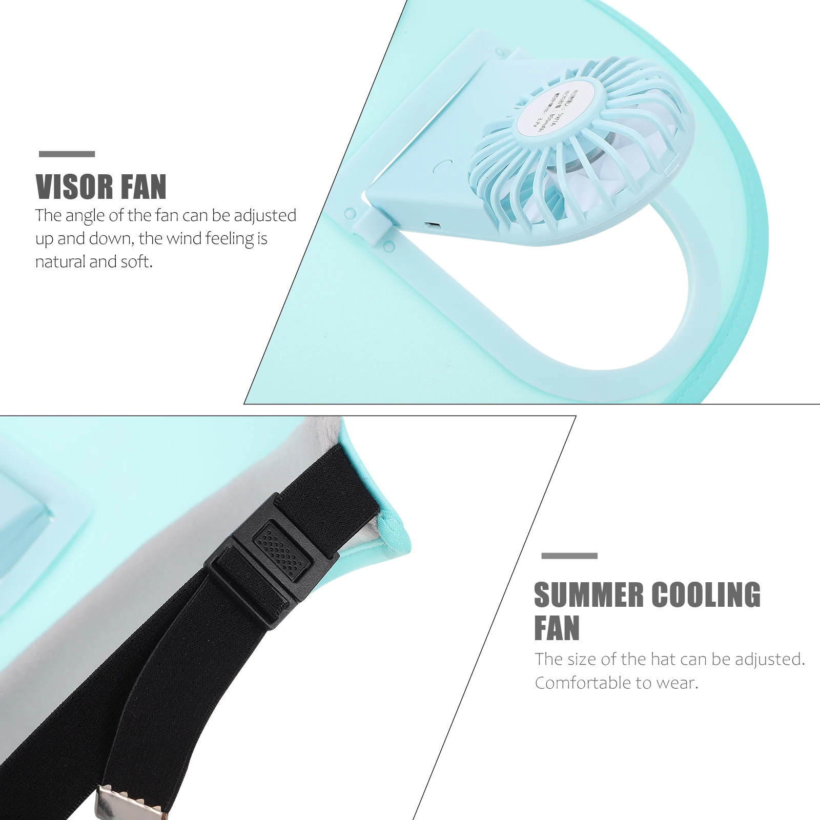 

1pc Rechargeable Fan Visor Hat Summer Cooling Sun Protection Cap Adjustable Wind Durable Outdoor Travel Fishing Golf Hat