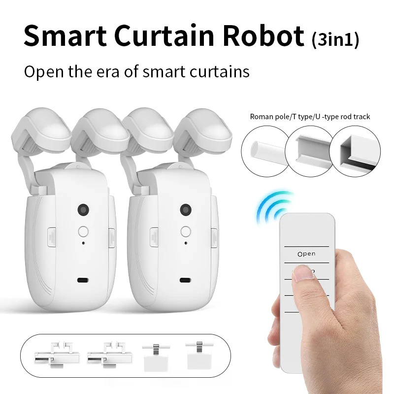 

Smart Curtains System, Electric Track with Adjustable Rail,Automatic Curtain Opener,Motorized Curtains Rods With Remote