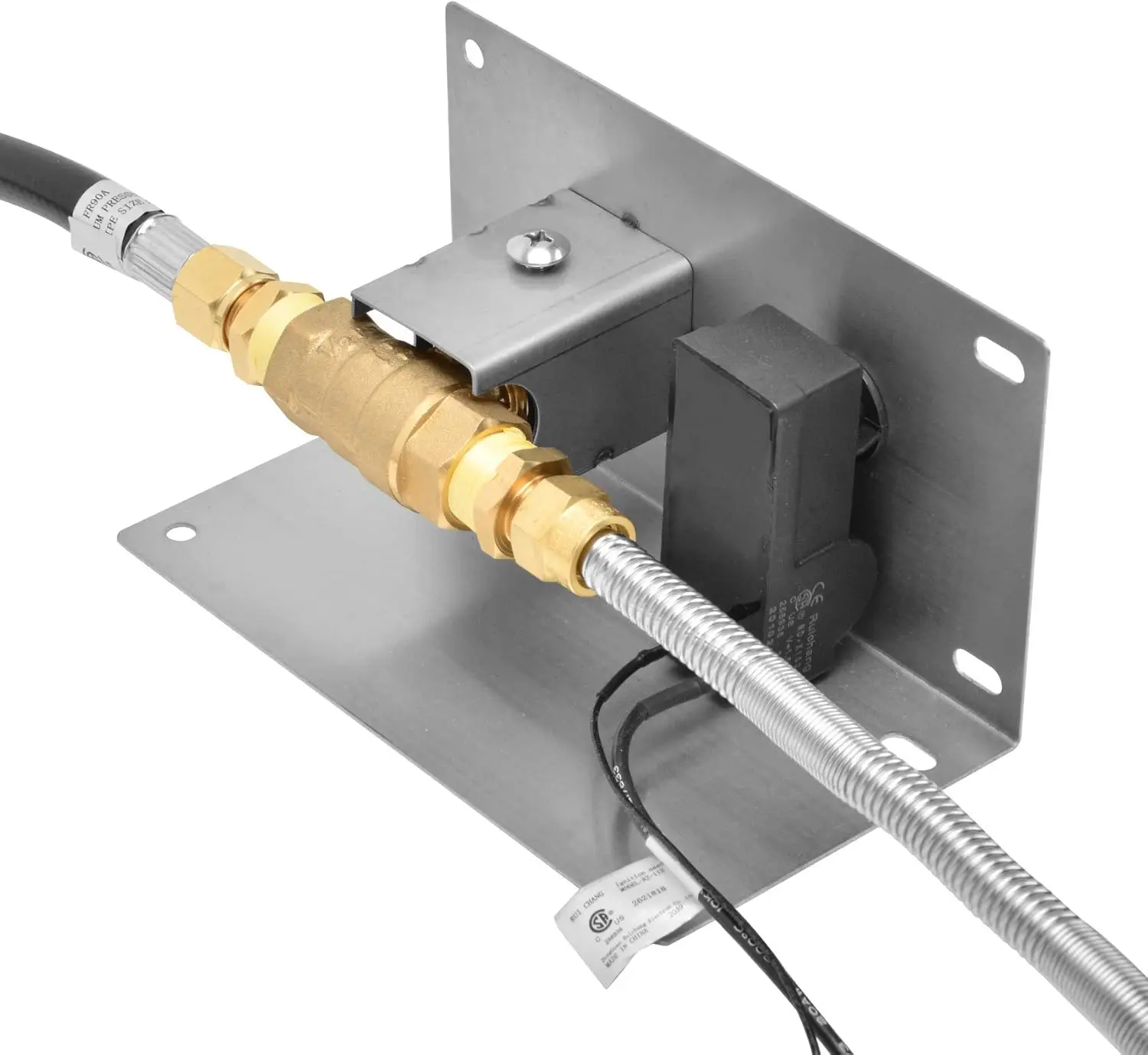 Fire Pit Gas Burner Spark Ignition Kit – Including Push Button Igniter Gas Shut-Off Valve with Key