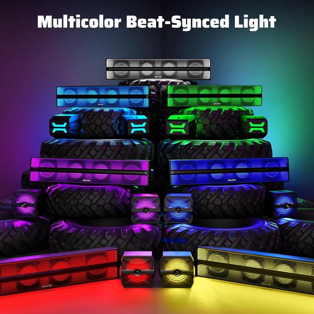شريط صوت ستيريو UTV 2.1CH (مضخم صوت) ومكبرات صوت، 26 بوصة بلوتوث ATV مكبرات صوت مع أضواء RGB