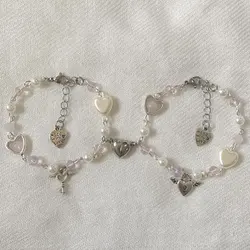 2pcs Love Beaded Bracelet Counterfeit Core Handmade Y2K Bracelet as a Gift for Sisters and Couples
