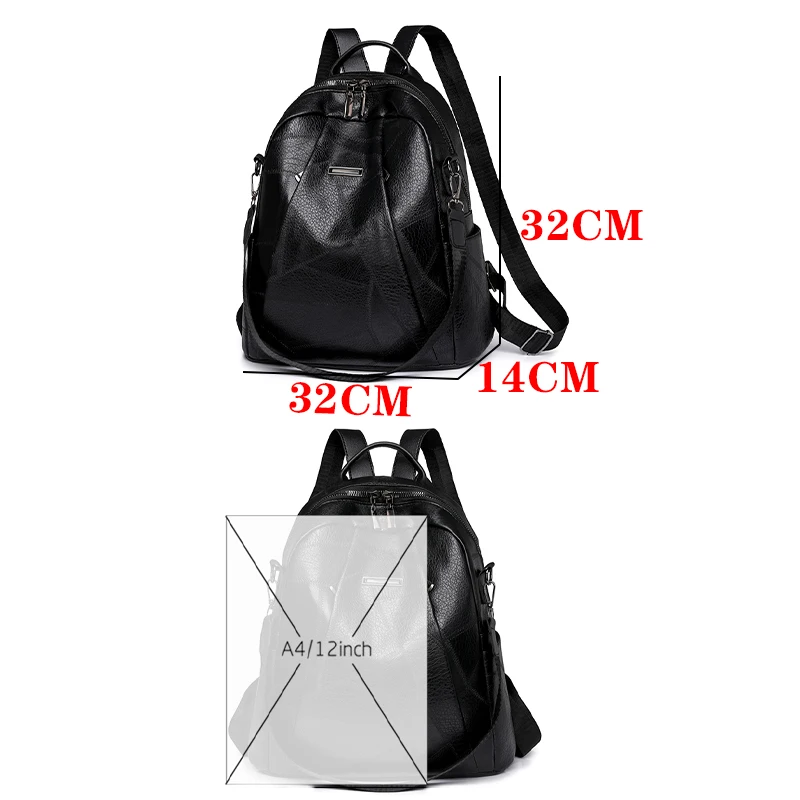 2024 Luxury Women\'s Backpacks Purse Soft Leather Waterproof Bagpack Student Bag Multifunction Mochilas Feminina Luxury Sac A Dos