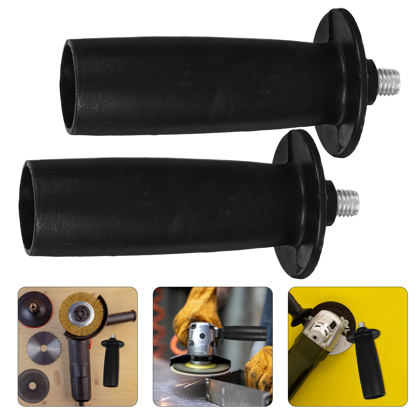 

2pcs Threaded Grinder Side Non-Slip Plastic Auxiliary Replacement For Angle Grinder Comfortable Grip Front Handle Black Hard