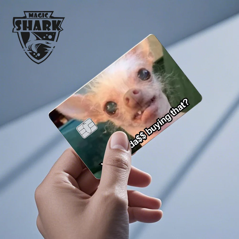 Magischer Hai Lustiger Fußball Geld Meme Totenkopf Einkaufs-3M Wasserdichter Aufkleber-Film für Debit Metro Kreditkarten Vorderseite – Detail 10