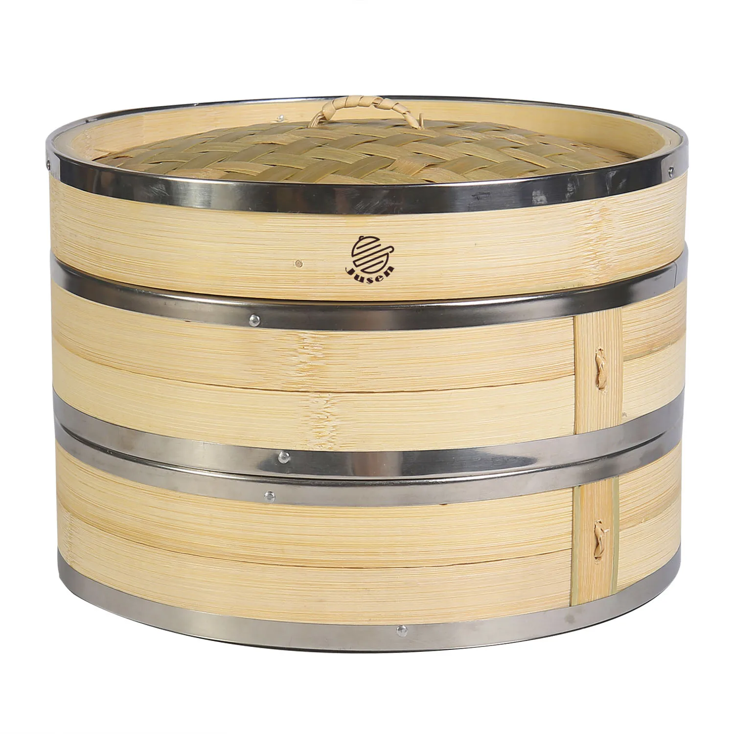 Bamboo stainless steel steamer 10 inches 1 + layer 5-6 liters capacity, compatible with gas induction cooker, lid can be cleaned