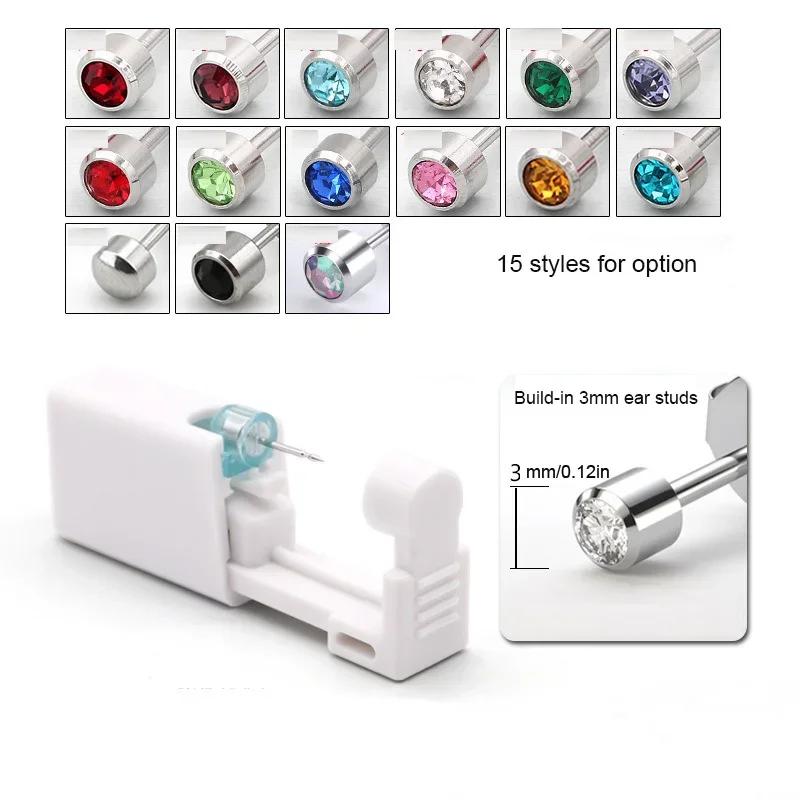 EVISPOL Disposable Sterile Ear Piercing Kit Cartilage Tragus Helix Piercing Gun No Pain Piercer Tool Machine Set Stud Jewelry